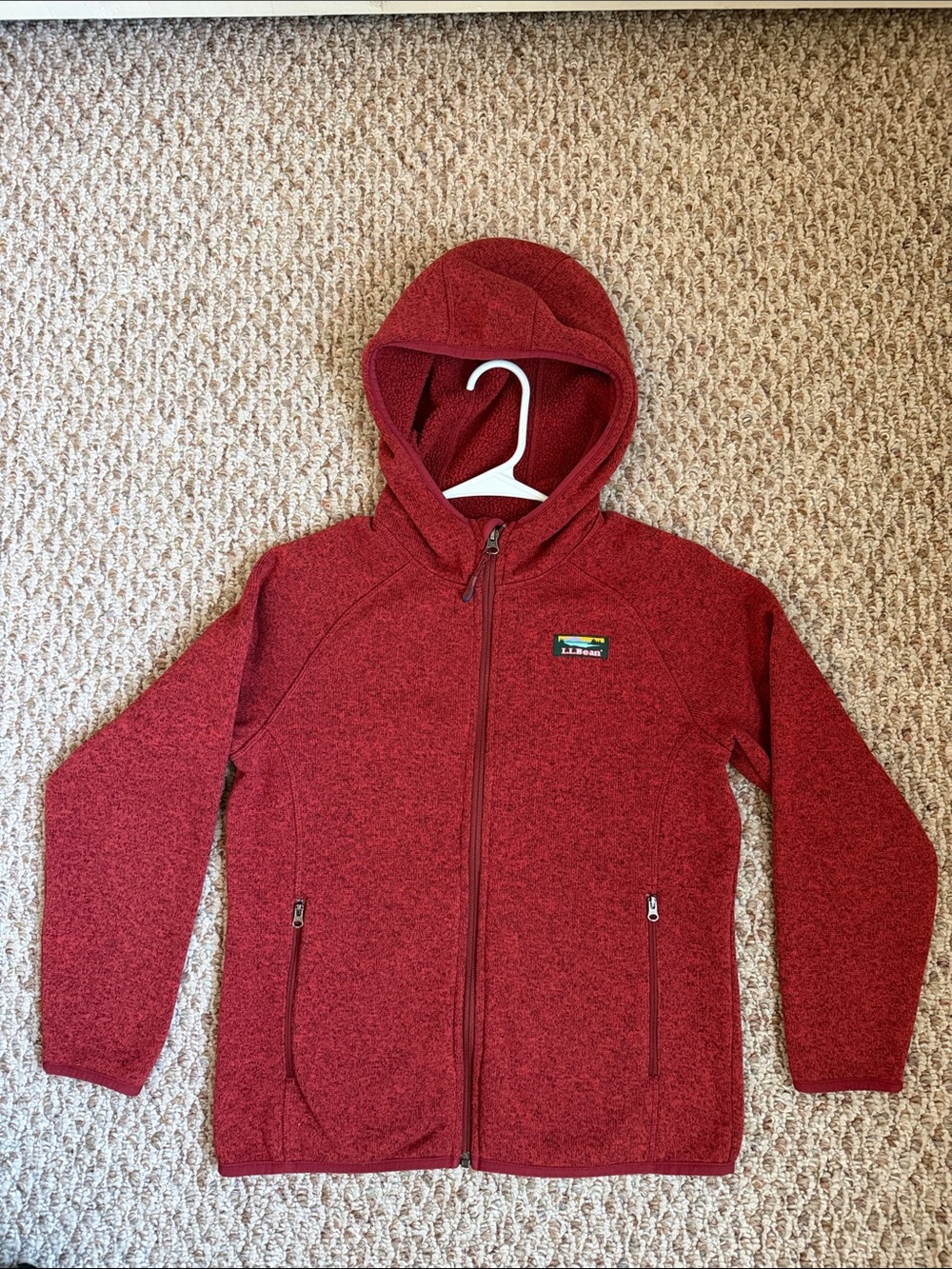 EUC LL Bean Kids Sweater Fleece Hoodie Medium M 10-12 L.L Bean Rust Red